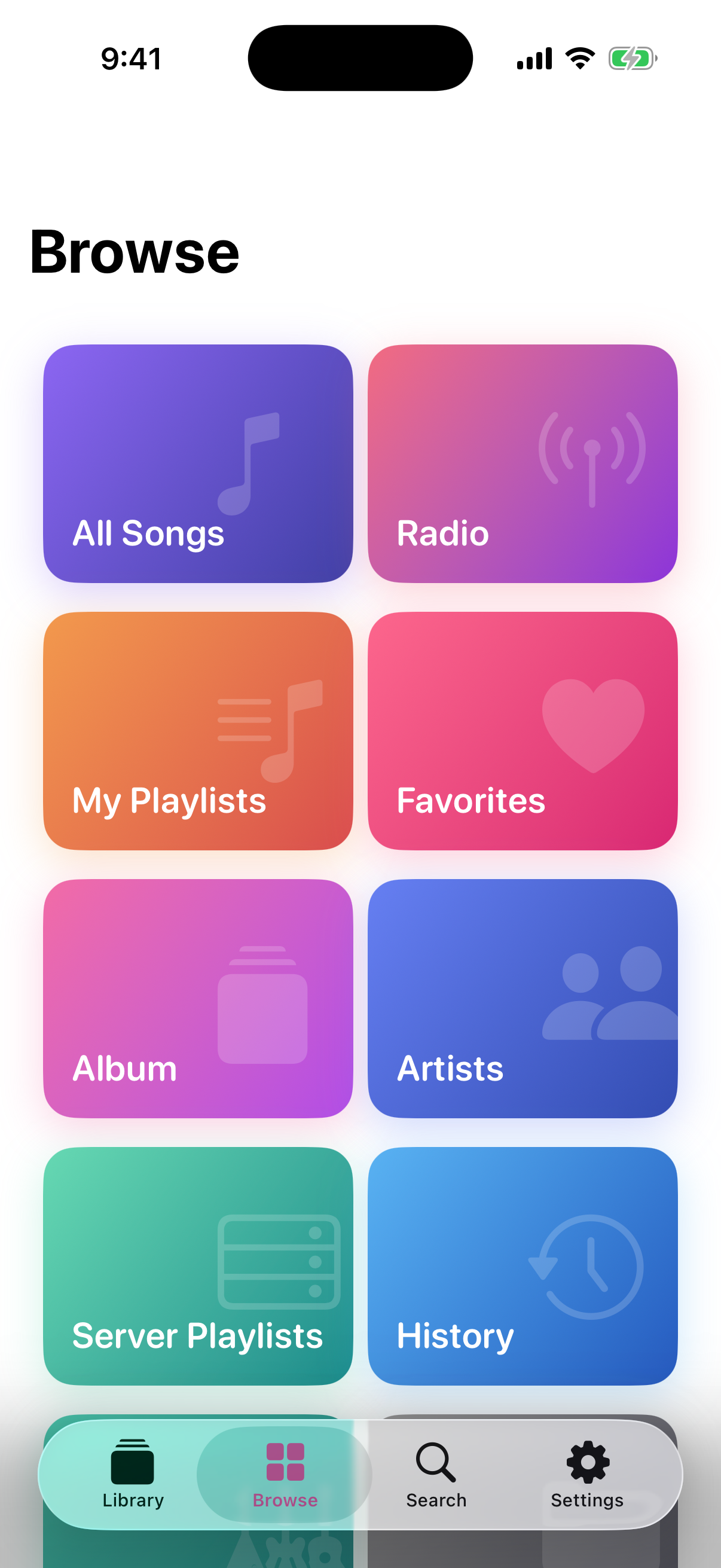 Browse screen